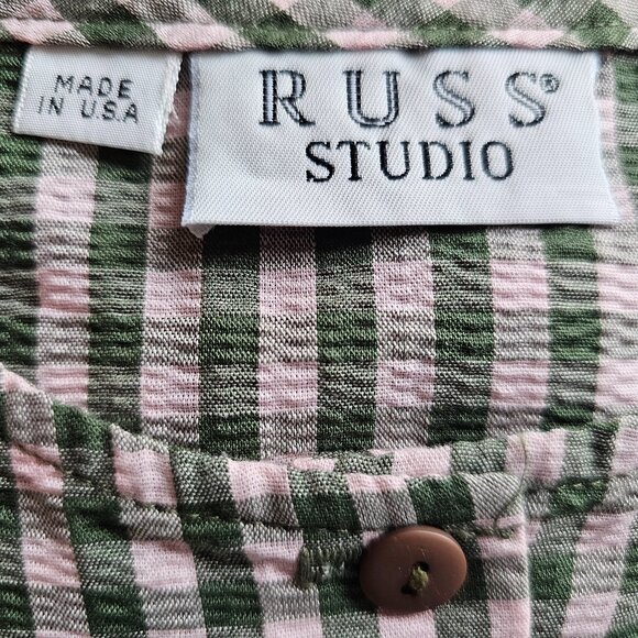 RUSS STUDIO PLUS WOMEN 3/4 SLEEVE PLAID TOP - SIZE 18 - Picture 5 of 5
